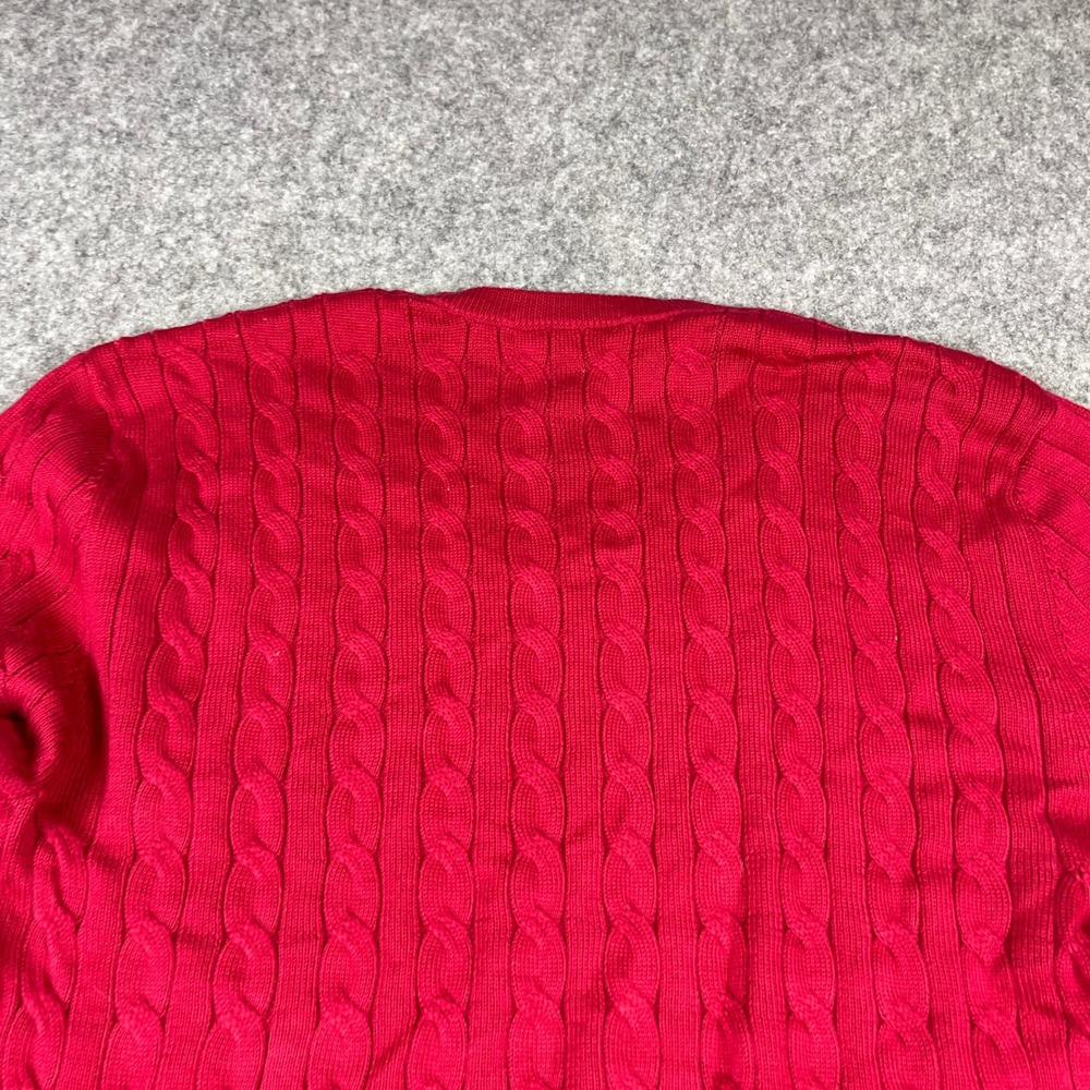 Lacoste Women's Red Cable Knit Crew Neck Sweater Large Classic - Picture 3 of 11